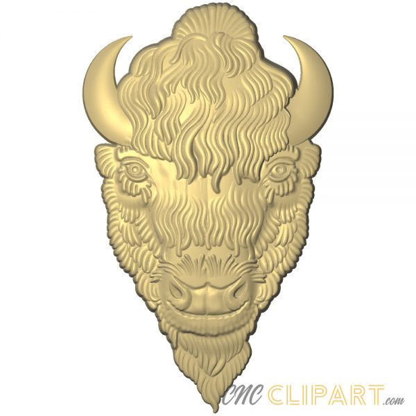 a 3d relief model of a Bison head
