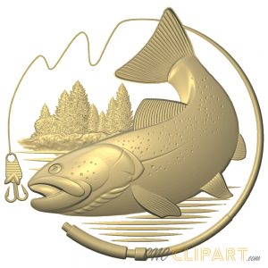 Fishing themed 3D Relief Models & STL Models - CNC Clipart