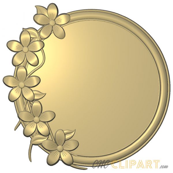 A 3D Relief Model of a circular floral frame