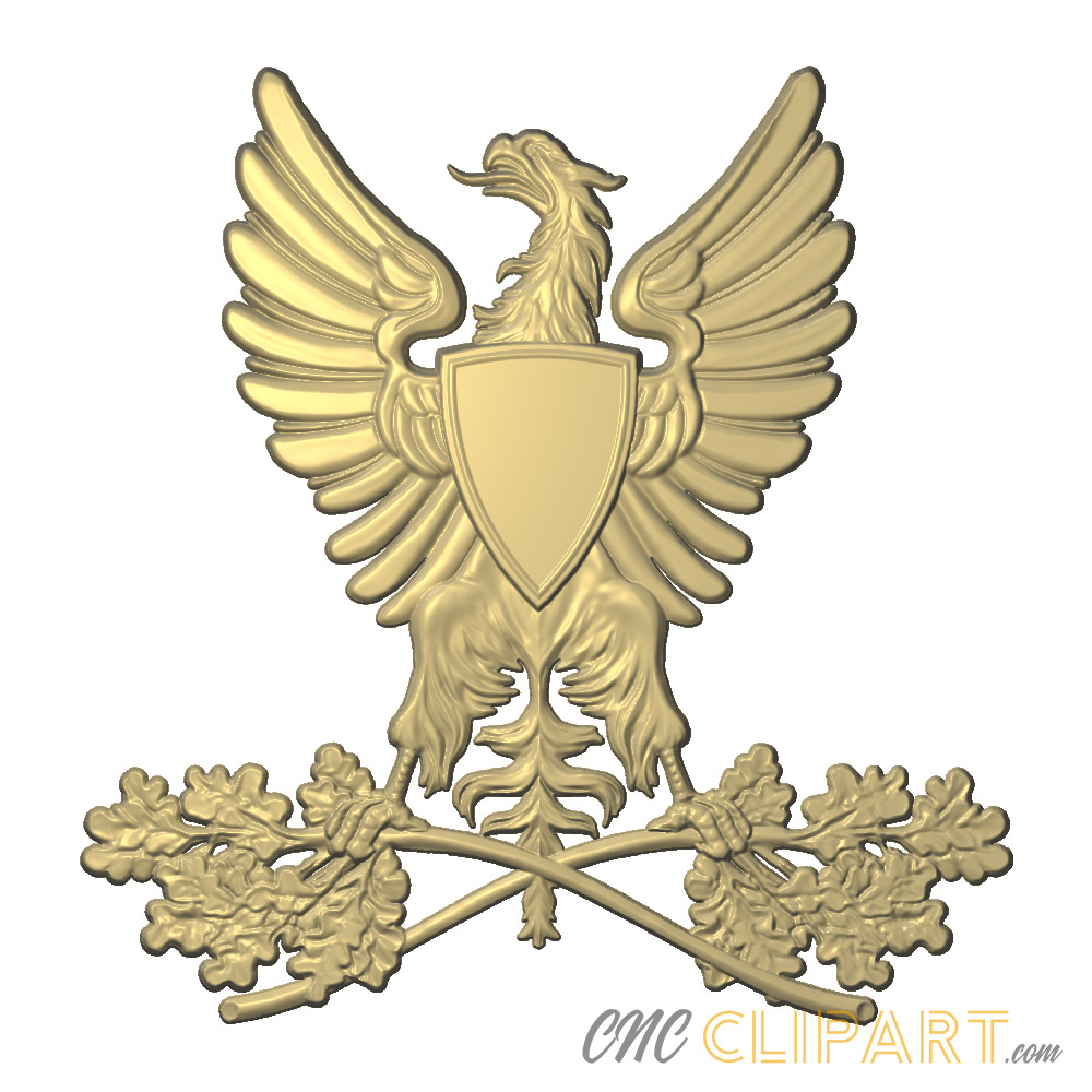Heraldic Eagle Crest 3D Relief Model CNC Clipart