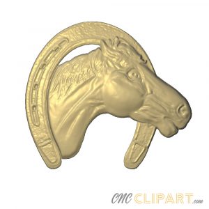 A 3D Relief Model of a horse head in a horseshoe. 