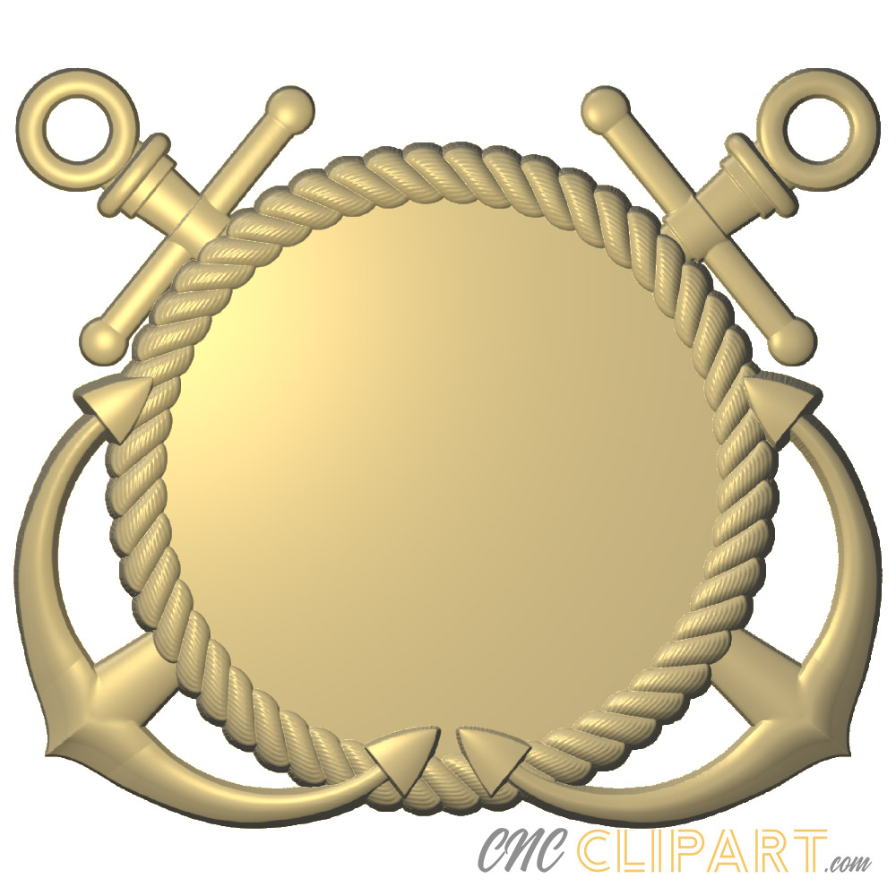 Circular Nautical Design 3 3D Relief Model - CNC Clipart