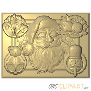A 3D Relief Model of a Christmas Collage featuring a variety of Christmas themed imagery