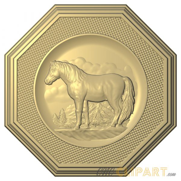 A framed 3D Relief Model of a Horse