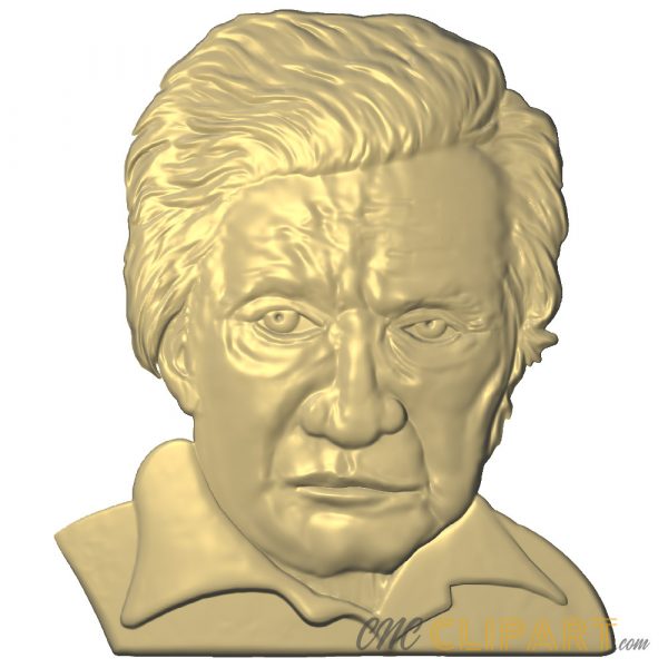 A 3D Relief Model portrait of Country Music legend Johnny Cash