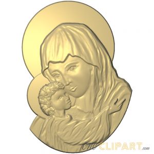 A 3D Relief Model Mary and a young Jesus Christ