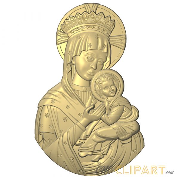 A decorative 3D Relief Model Mary and a young Jesus Christ