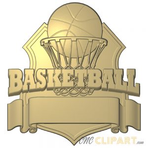 A 3D Relief Model of a Basketball Sign featuring an empty banner for you to add your own custom text