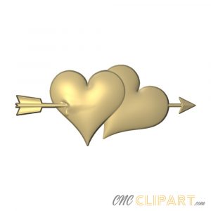 A 3D Relief Model of Cupids Arrow piercing a pair of hearts
