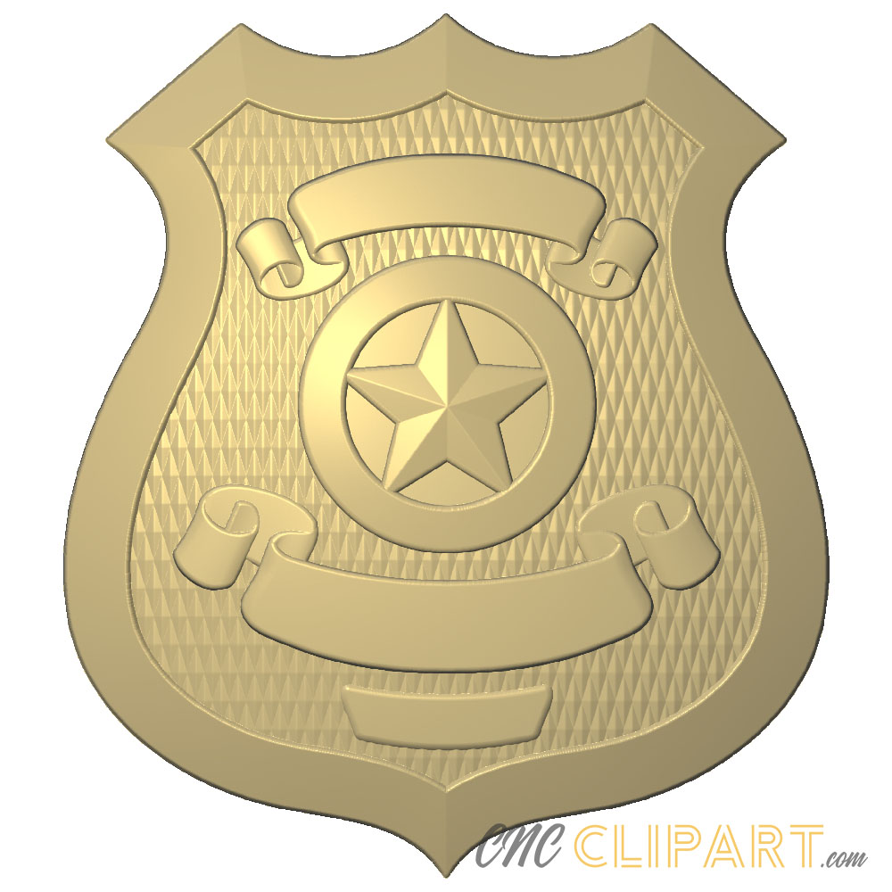 Security Officer Blank Badge 3D Relief Model - CNC Clipart
